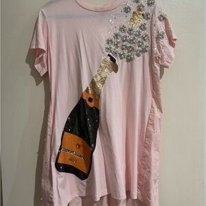 QUEEN OF SPARKLES light pink champagne tee dress